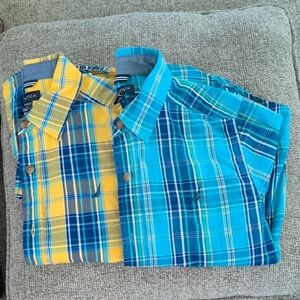 Nautica Boy's Button Down Plaid Shirts - Yellow and Blue
